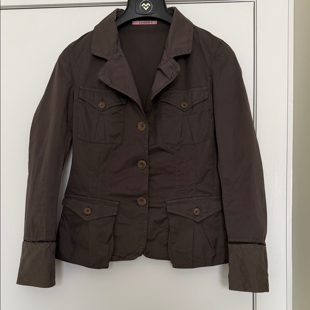 Tandem Italy Elegant Brown cotton Blazer jacket size 46